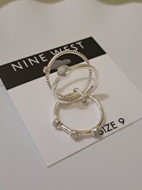 Nine West Silver Tone Stacking Ring Set